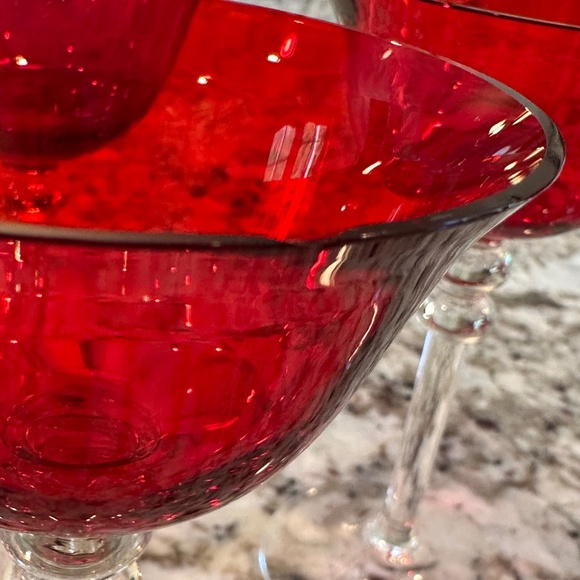 Antique Cranberry Champagne Coup Glasses Set of 4 - Picture 7 of 7